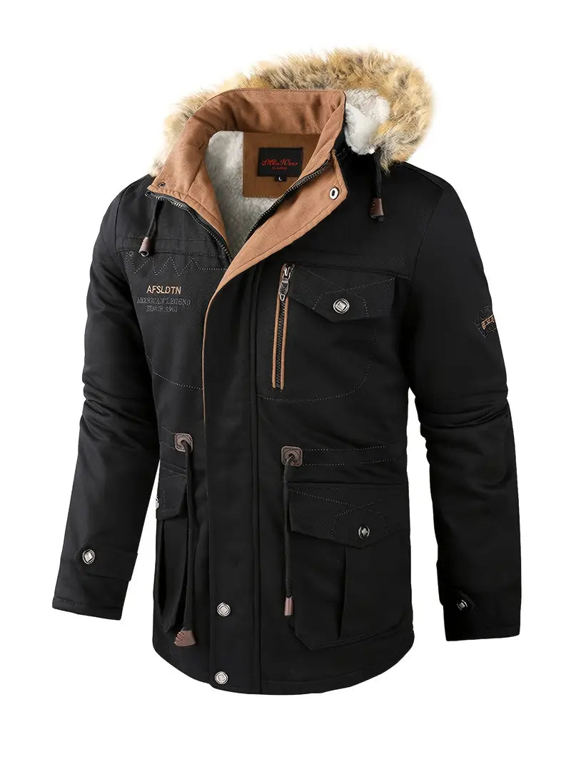 Johnny - Winddichte herenparka met fleece en capuchon van imitatiebont