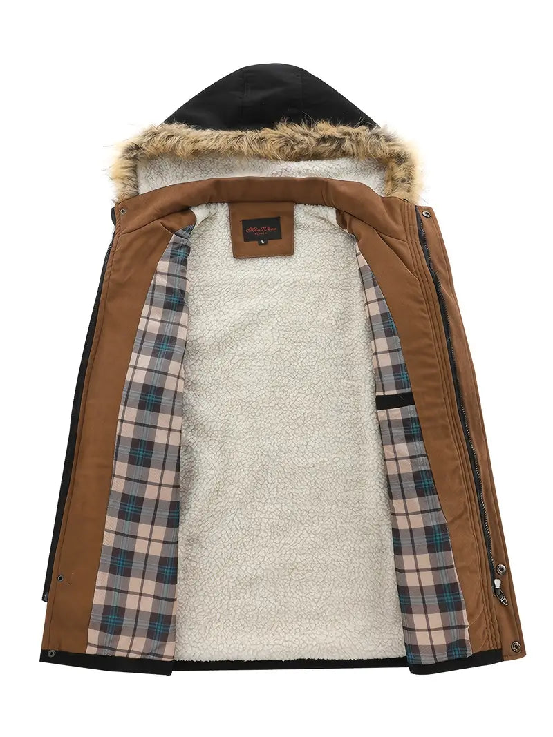 Johnny - Winddichte herenparka met fleece en capuchon van imitatiebont