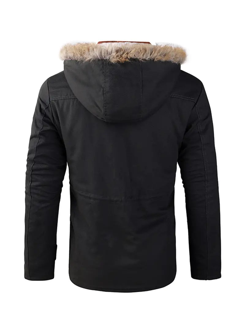 Johnny - Winddichte herenparka met fleece en capuchon van imitatiebont