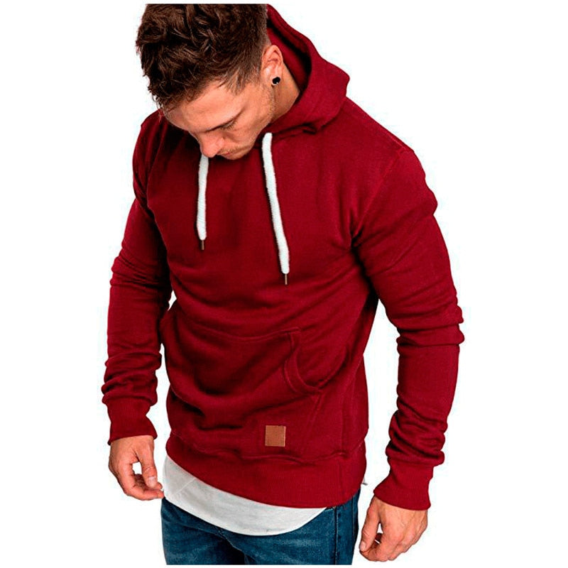 Casual Hoodie voor Heren - Met Buidelzak en Wit Koord