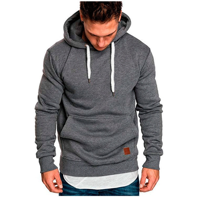 Casual Hoodie voor Heren - Met Buidelzak en Wit Koord