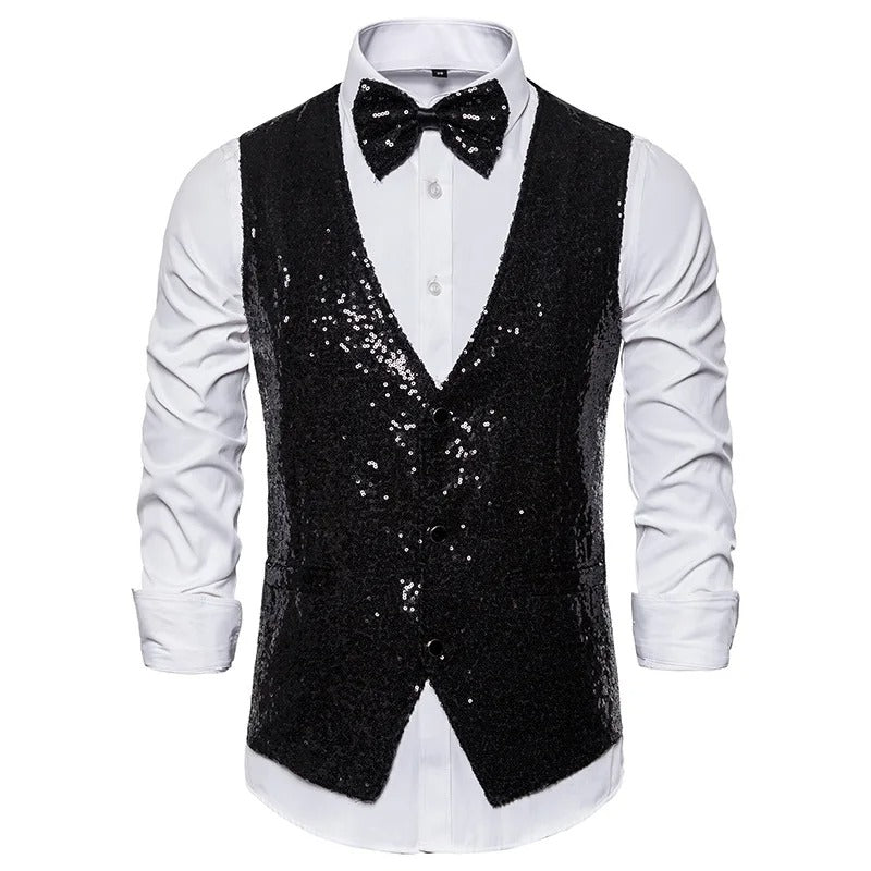 Party Glitter heren gilet voor de feestdagen