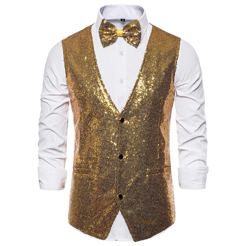 Party Glitter heren gilet voor de feestdagen