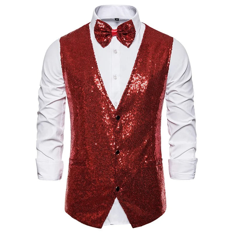 Party Glitter heren gilet voor de feestdagen