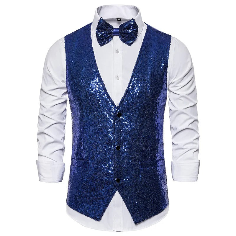 Party Glitter heren gilet voor de feestdagen