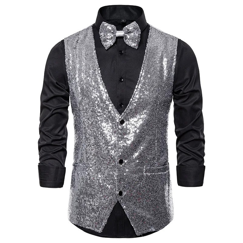 Party Glitter heren gilet voor de feestdagen